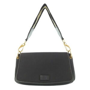Gucci Canvas Leather Flap Baguette Bag Black